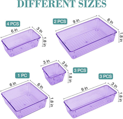 StorMiracle 16 PCS Drawer Organizer Set, 5 Varied Size Bathroom and kitchen Drawer cabinet organizer Trays, Clear Storage Bins for Makeup, Jewelry, Utensils and Gadgets