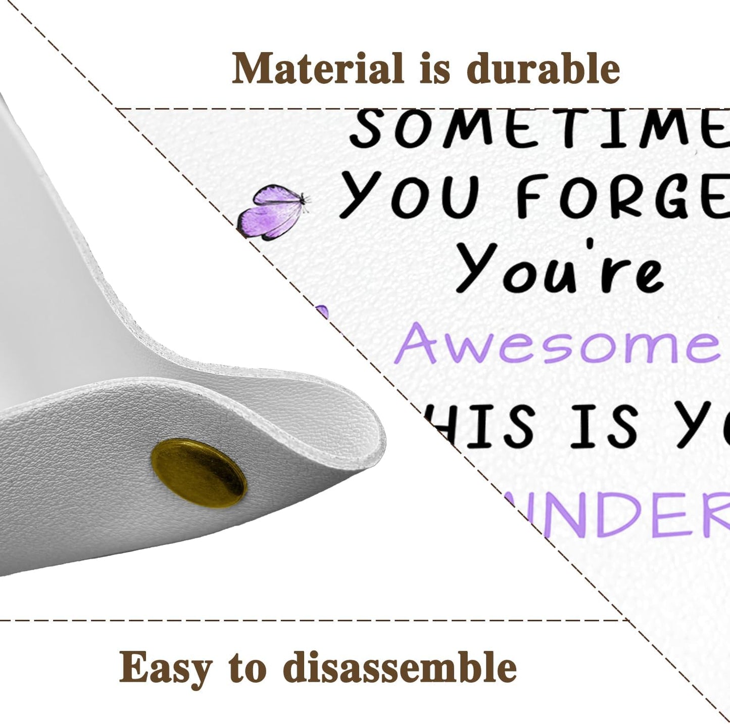 Inspirational Gifts for Women Jewelry Valet Tray, Motivational Positive Affirmations Gifts for Women, Blue Retro Nightstand Desk Accessories PU Leather Tray Organizer for Jewelry Rings Watches