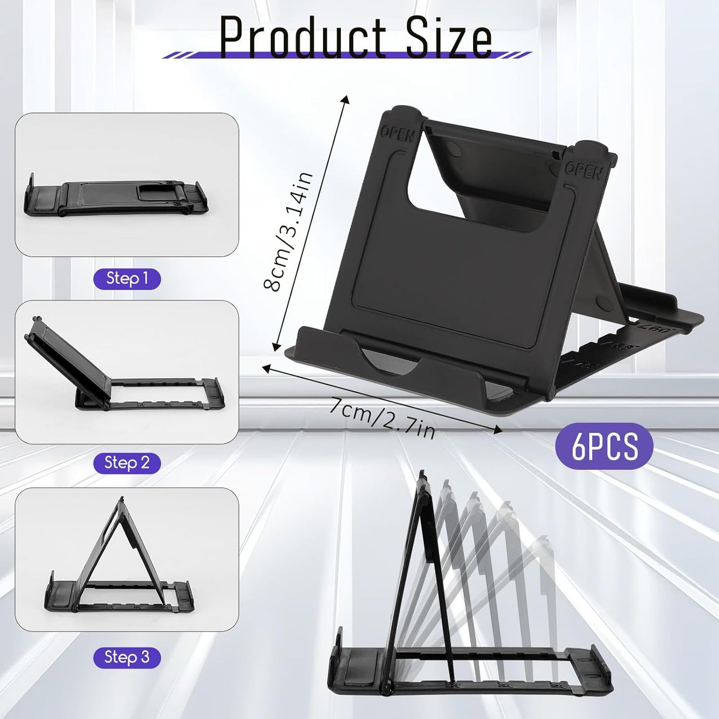7 Pack Foldable Phone Stands Holder, Multi-Angle Desktop Tablet Stand Portable Universal Tabletop Phone Holder for All Mobile Smart Cell Phones Tablet Display