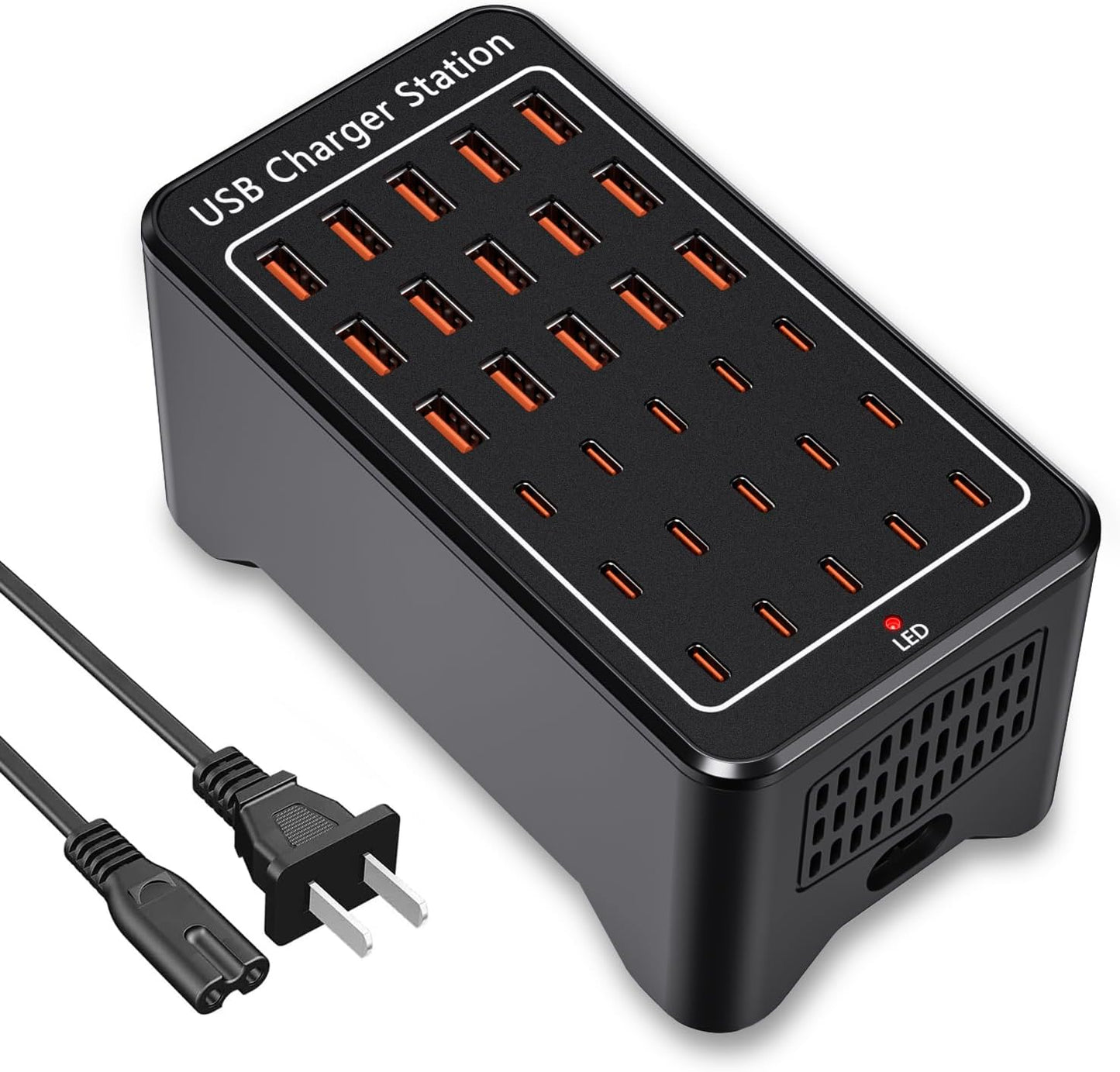 150W USB C Charging Station, 30 Port Fast Multi Device Charger (15 USB-C + 15 USB-A) Desktop Charger Hub, Compatible with iPhone Samsung iPad Google Pixel Tablets & Other USB Electronics