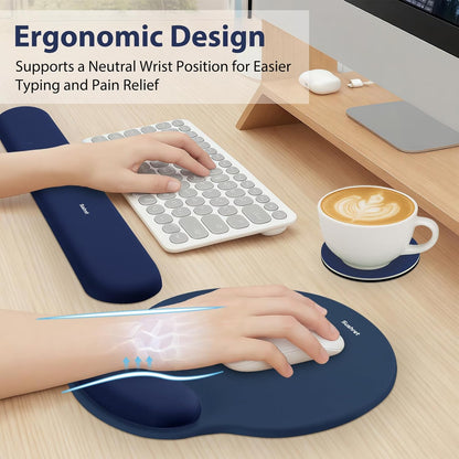 Sushret Mouse Pad and Keyboard Wrist Rest, 3-in-1 Gel Memory Foam Ergonomic Mouse Pad with Wrist Rest Set,Gaming Mousepad Arm Cushion Support for Computer Office Desk Accessories Cute Setup,Sage Green