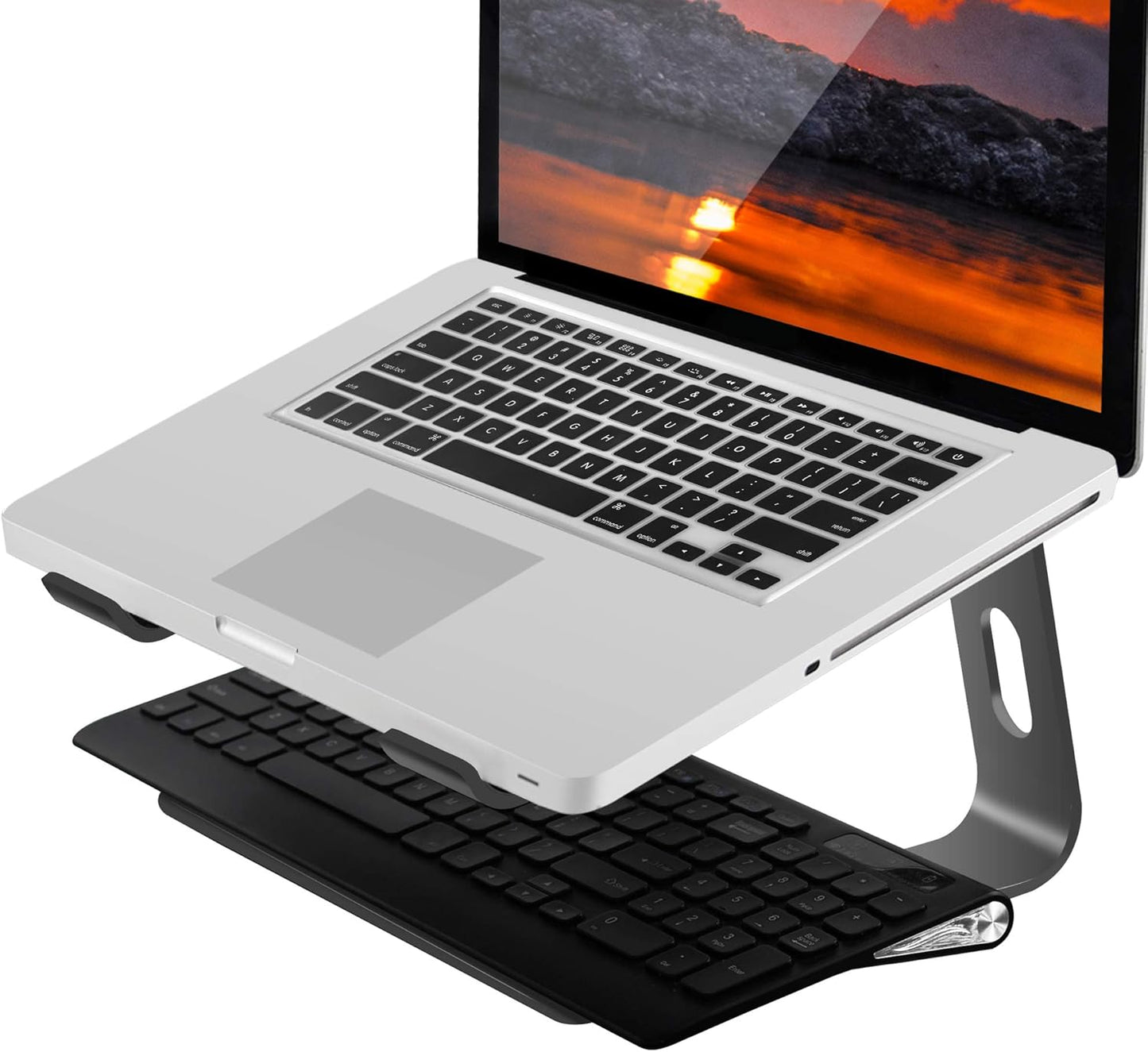 Orionstar Ergonomic Laptop Stand, Premium 5mm Aluminum Riser for 10-15.6 Inch Notebook Computer, Tool-Free Detachable Elevator Holder for Desk Office, Sturdy Riser for Eye-Level Neck Relief (Gold)