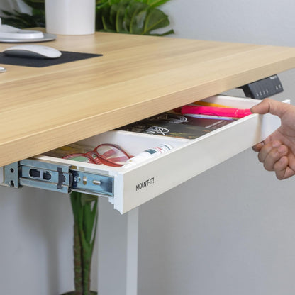 Mount-It! Under Desk Drawer Organizer with 2 Compartments, Shallow Low-Profile Slide-Out Desk Tray, 20.7″ x 8.9″ x 1.8″, Pull-Out Pencil Drawer for Traditional & Standing Desks - Black