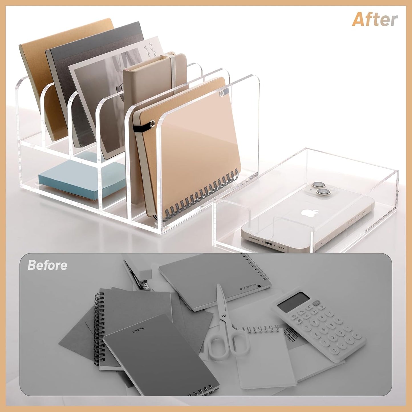 SANRUI 3 Compartments Mail Organizer Letter Holder for Desk ,Vertical Letter Holder,File Sorter Acrylic Desk Organizer Office Supplies,Clear