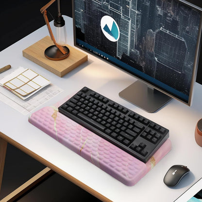 Computer Keyboard Stand Pad with Wrist Rest, Ergonomic Comfy Tilted Keyboard Stand Riser Holder Pad for Office Home (Black)