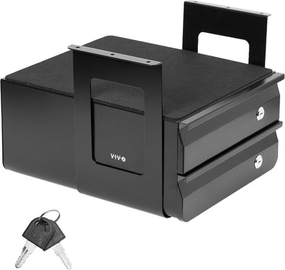 VIVO 13 Inch Under Desk Lockable Slide Out Drawer, Secure Home Office Storage Organizer, Steel, Black, DESK-AC03L-B