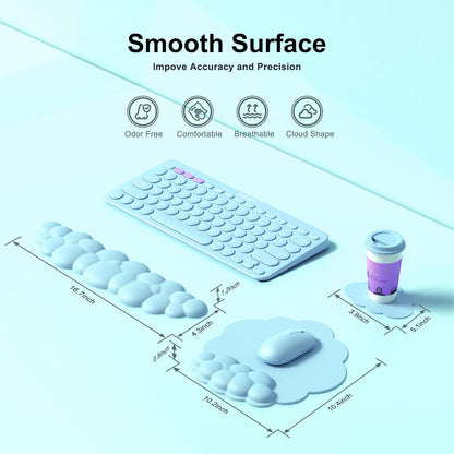 MOKURU Cloud Mouse Pad with Wrist Rest, Cloud Keyboard Wrist Rest, Mouse Pad Wrist Support, Ergonomic Keyboard Mouse Wrist Support White