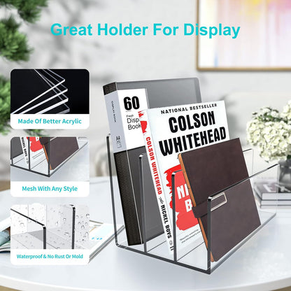 Boloyo Acrylic File Holder,1PC 2 Sections Clear File Organizer Mail Letter Sorter Desktop Folder Holder for Home Office School Envelope Bill Filling Paper Document