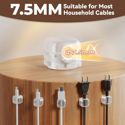 6Pack Rotatable Cord Organizer,Spring Cable Clips Desk Cable Management Cord Holder Adhesive Phone Charger Cord Clips for Home Office Car Wall Nightstand Accessories, Clear