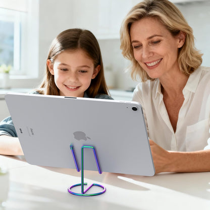 Metal Cell Phone Stand for Desk, Cute One-Piece Phone Holder, Stable Desktop Display Dock for iPhone, iPad, Samsung, Tablets & All Mobile Phones, Gold