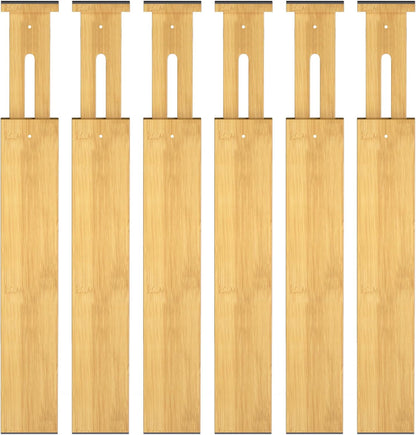 Bamboo Drawer Dividers,17-22" Adjustable Kitchen Drawer Organizer for Clothes,4 Pack Expandable Drawer Organization Separators for Bedroom,Bathroom,Dresser and Office,Natural
