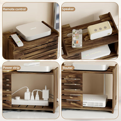 Wooden WiFi Router Storage Box Hider Shelf, Decorative Projector Box Hider Rack Countertop, for Cable, Modem, Internet, Router Power Cover Storage Organizer Cabinet Wall Mounted, Solid Wood