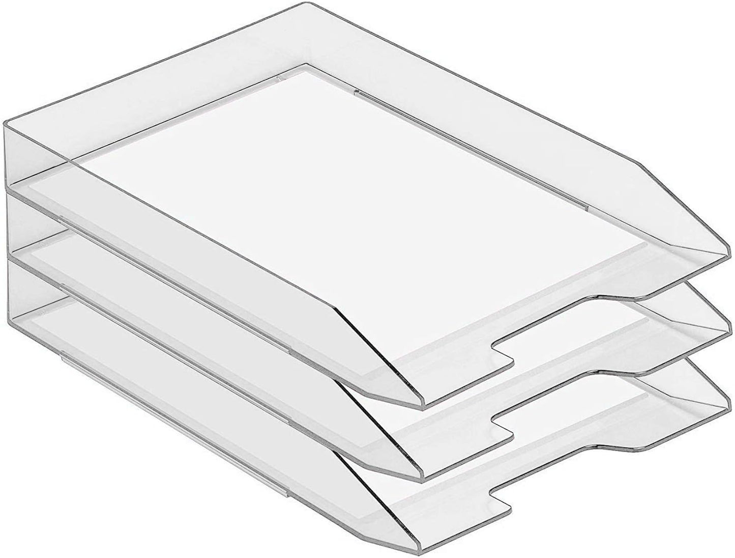 Acrimet Stackable Letter Tray Front Load, Letter Size, Stacking Document Desk Office Paper Organizer, Plastic, Clear Crystal Color, 1 Unit