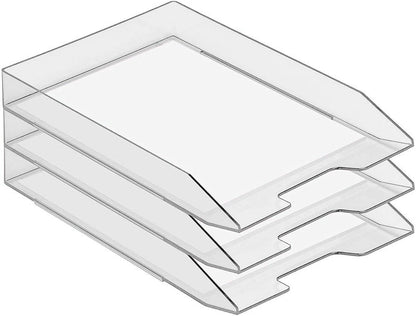 Acrimet Stackable Letter Tray Front Load, Letter Size, Stacking Document Desk Office Paper Organizer, Plastic, Clear Crystal Color, 1 Unit