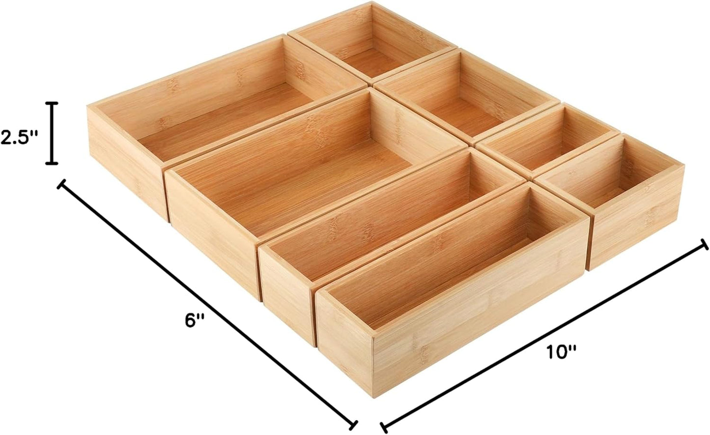 Kootek 6 Pcs Bamboo Drawer Organizer Utensil Tray Kitchen Storage Box 3-Size Versatile Dividers Cutlery Holders Bins Containers for Flatware Kitchen Utensils