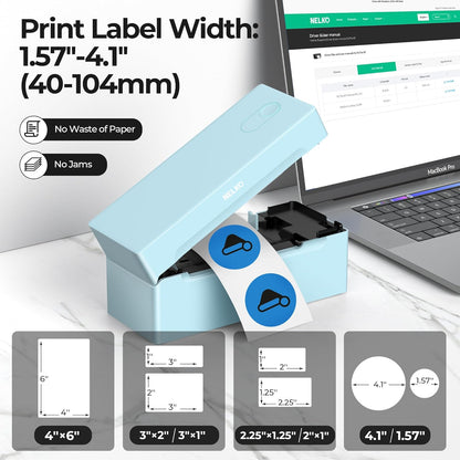 Nelko Bluetooth Thermal Shipping Label Printer, Wireless 4x6 Shipping Label Printer for Shipping Packages, Support Android, iPhone and Windows, Widely Used for Amazon, Shopify (Black)