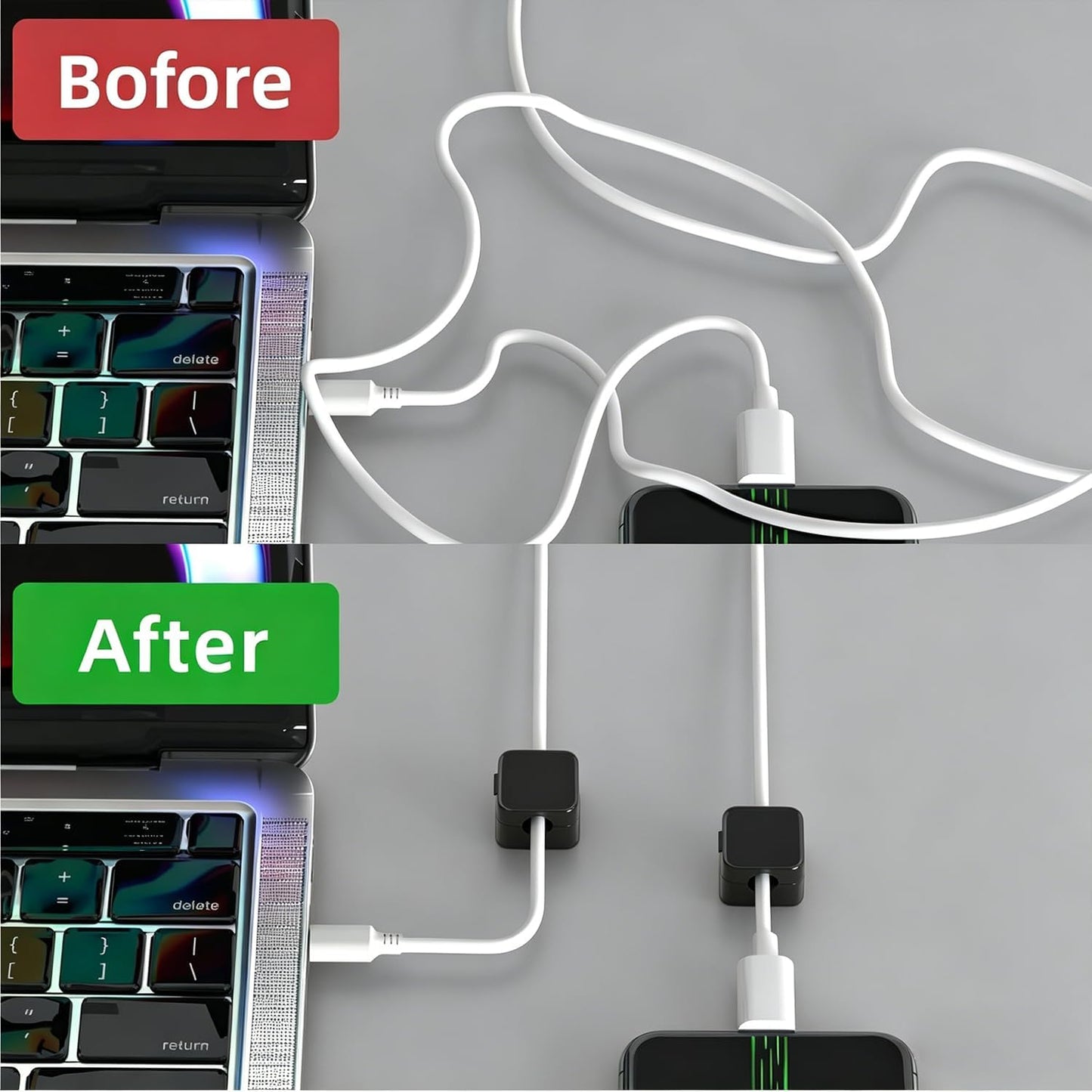 8 Pack Cord Organizer Holder, Desk Management,Magnetic and Easy to Open, Adhesive Phone Cable Wire Charger Cord Holder for Nightstand Desk Charging Cords Wall Car Desktop Office