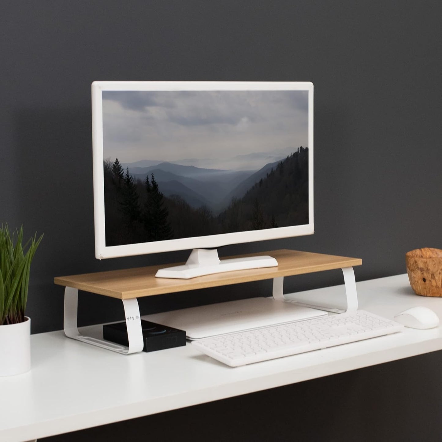 VIVO Monitor and Laptop Stand, 24 inch Desktop Riser, Black, STAND-V000D