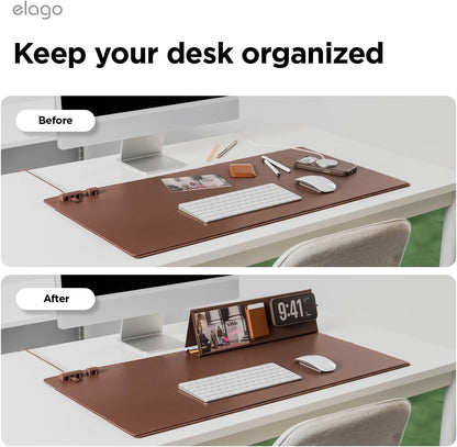 elago Smart Magnetic Desk Mat Folio Board Compatible with All Magnetic Products Clean Organized Desk for Office and Home (Microfiber Leather-Stone)