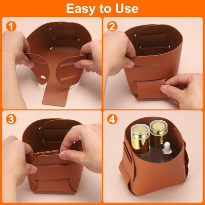 uxcell Valet Tray Organizer, PU Leather Desktop Storage Organizer Box Tray Entryway Table Bedside Nightstand Catchall Vanity Tray for Jewelry Key Coin Watch Wallet (Pink)