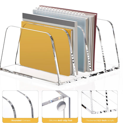 YUXUN Desk File Organizer,5-Section Vertical Clear Acrylic Desk Organizer File Holder Mail Sorter Office Organization for Office Home &Classroom（B5）