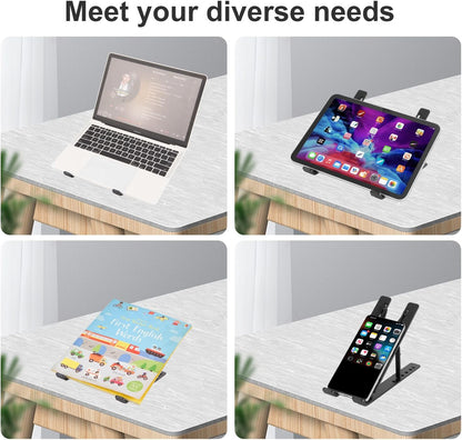 Ergonomic and Foldable Laptop Stand for Desk, Adjustable Riser, Fits All Laptops and Notebooks up to 17,Ultra-Thin,Ventilated Cooling,ABS+Silicone,Silver.