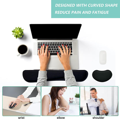 Keyboard Wrist Rest Mouse Wrist Support Set, Memory Foam Wrist Rest Pad for Computer Laptop Keyboard Mouse, Ergonomic Wrist Cushion Support for Typing Pain Relief, Gaming Home Office, Purple