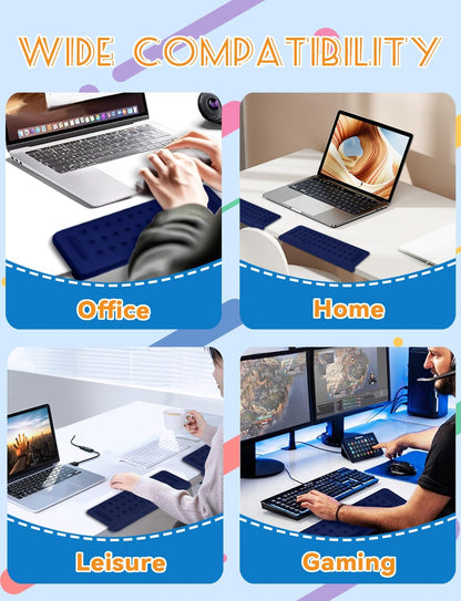 2 Pack L-Shaped Ergonomic Keyboard Mouse Pad for Wrist Rest, Desk Elbow Wrist Pad Mat Non Slip, Wrist Support for Computer Keyboard Typing and Pain Relief, Desk Pad for Office, Work, Gaming
