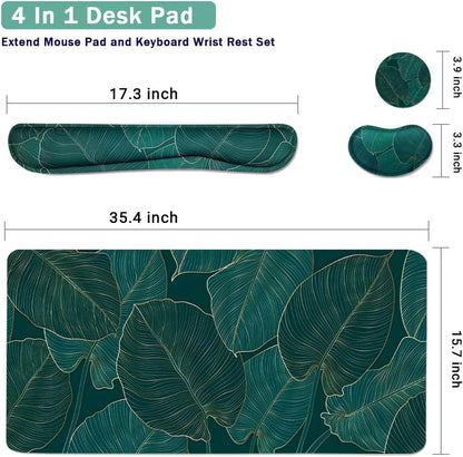 Large Mouse Pad and Keyboard Wrist Rest, Desk Pad for Keyboard and Mouse, 4-in-1 Large Gaming Mouse Pad with Wrist Support, Desk Mat for Home Office Study Game-Galaxy Fluid