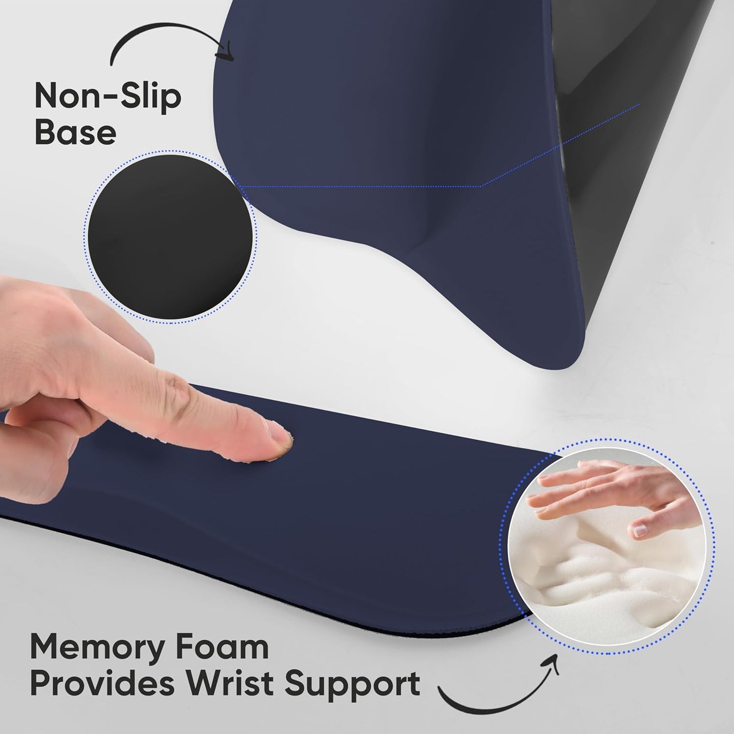RICHEN Wrist Rest Support for Mouse Pad&Keyboard Set with Coaster,Concave Curved Memory Foam, Non-Slip Base Pain Relief Comfortable Easy Typing Pad for Home/Office (Lavender Purple)