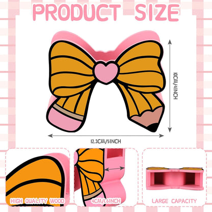 Tenceur Pink Pen Holder for Desk Large Capacity Pink Bow Pencil Holder Coquette School Supplies Set Desk Organizer Cute Bow Office Decor Makeup Brush Holders Funny Back to School Gift for Women