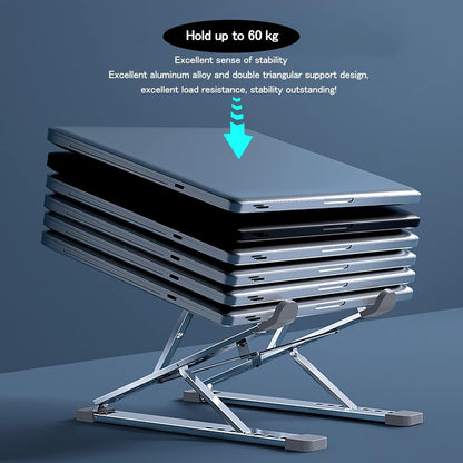 Ergonomic 7-Levels Angles Adjustable Laptop Stand, Portable Laptop Stand for Desk, Aluminum + Silicone Foldable Ventilated Cooling Laptop Riser for 10-17” Laptops, Tablets (Silver)