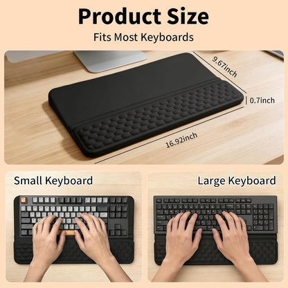 Wrist Rest with Keyboard Stand, Computer Wrist Support Pad, Ergonomic Keyboard Riser Hand Rest Soft Memory Foam Cushion Holder Gaming Typing Desk Accessories for Office Home School（Black）