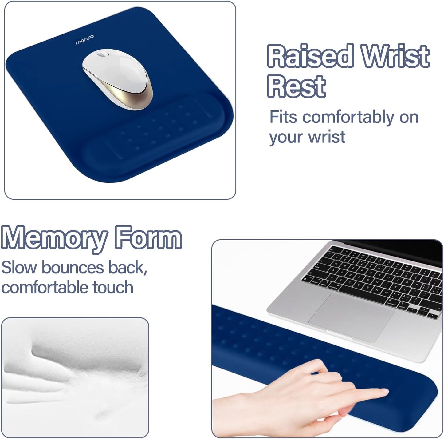 MOSISO Computer Keyboard Stand&Wrist Rest Support for Keyboard &Mouse Pad Set, Ergonomic Massage Wrist Rest Set, Easy Typing Working Acrylic Clear Stand for Office Home, Apricot