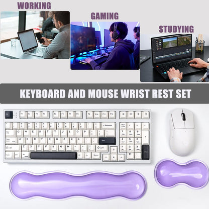 Clear Gel Wrist Rest for Keyboard and Mouse, Green Silicone Mouse Wrist Rest Set, Cute Ergonomic Wrist Rest for Keyboard 60%/75%(Green)