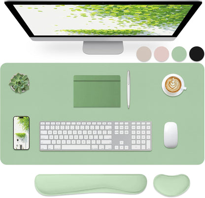 Wrist Rest for Computer Keyboard and Mouse, Ergonomic Design Wrist Support Pad for Keyboard, Soft Memory Foam Desk Pads Support Hand and Arm Easy Typing Pain Relief, 2 Piece Pad, Cream Pink