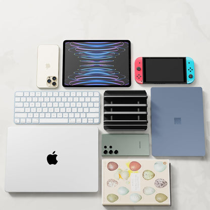 Adjustable Laptop Stand, 5 Slots, Aluminum Space-Saving, for Apple MacBook/Surface/Galaxy/Tablet/iPad/iPhone, Silver