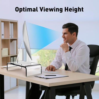 AboveTEK Acrylic Monitor Stand, Premium Large Monitor Riser 20 inch, Crystal Clear Acrylic Computer Stand Laptop Desk Stand for Home Office Printer TV Screen Keyboard Storage