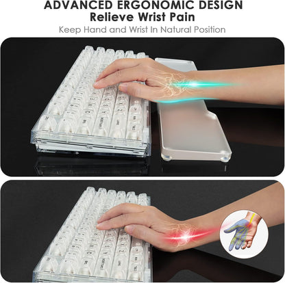 Acrylic Gaming Keyboard Wrist Rest Pad,Clear Wrist Rest for Computer Keyboard,Office,PC Gaming,Laptop,Mac,Comfortable,Lightweight,Ergonomic for Easy Typing Pain Relief-Length 12.2 inch