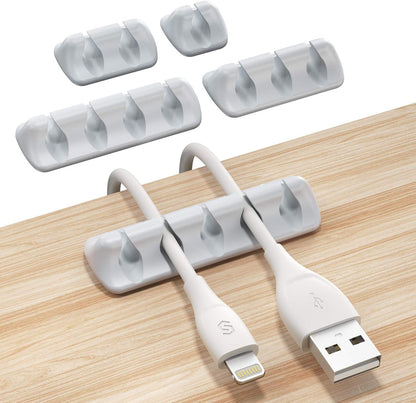 Syncwire Clear Cable Clips - Cord Holders - Self Adhesive Cable Management Organizer - Home, Office, Cubicle, Car, Nightstand, Desk Accessories - Gift Ideas Men, Women, Dad, Mom (5 Packs/15 Slots)