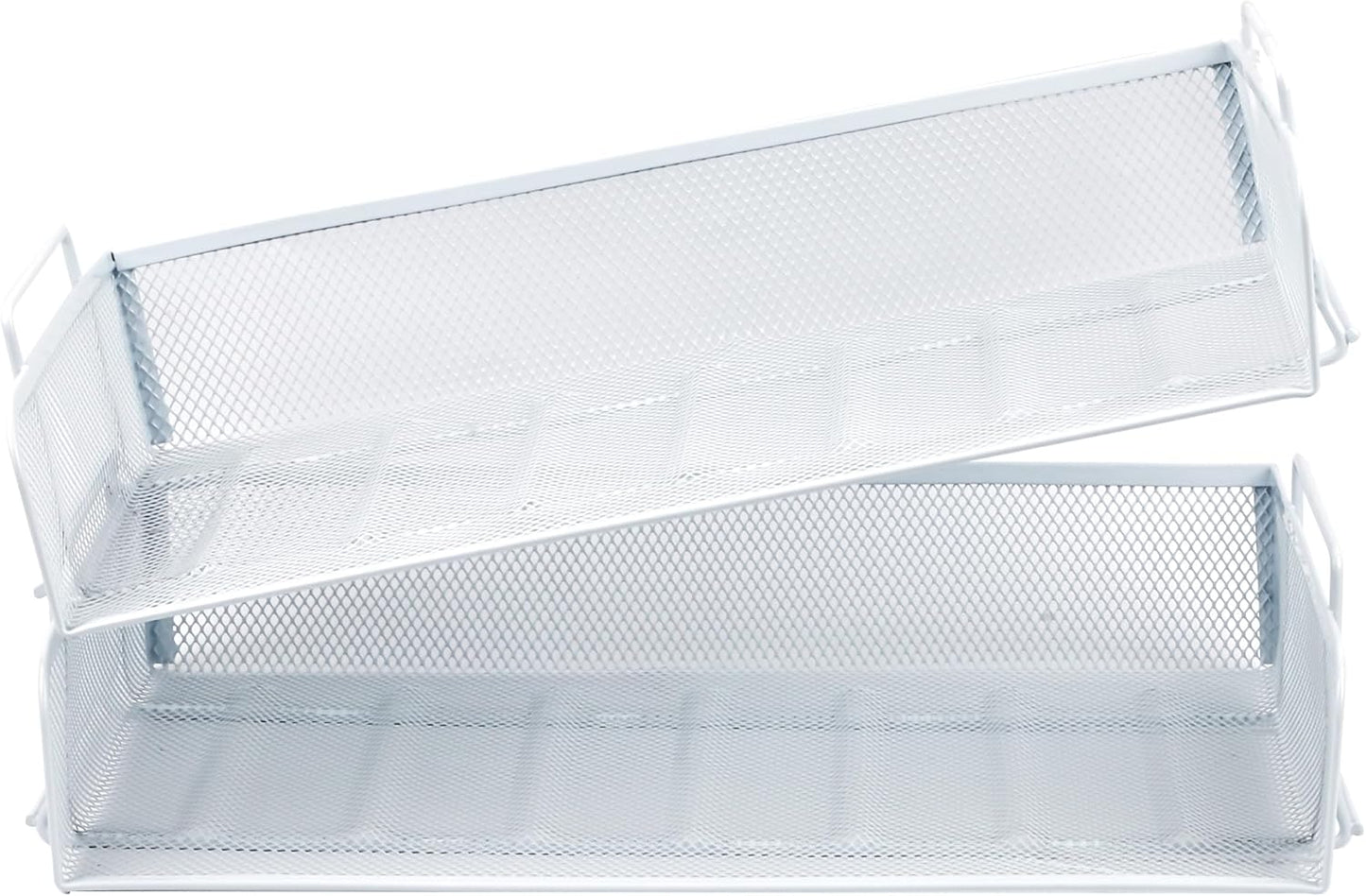 EASEPRES 2 Pack Stackable Desk Paper Tray, Metal Mesh Desktop Document Letter File Organizer for Office Home School, 13.5'' L x 9.75'' W x 5.5'' H, White