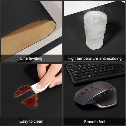 DAWNTREES Dual Sided Desk Mat,Leather Desk Pad,Cork Desk Mat Protector,with PU Leather Valet Tray Organizer,Large Mouse Pad,Desk Writing Pad for Office and Home(Dark Green 31.5"x15.8")