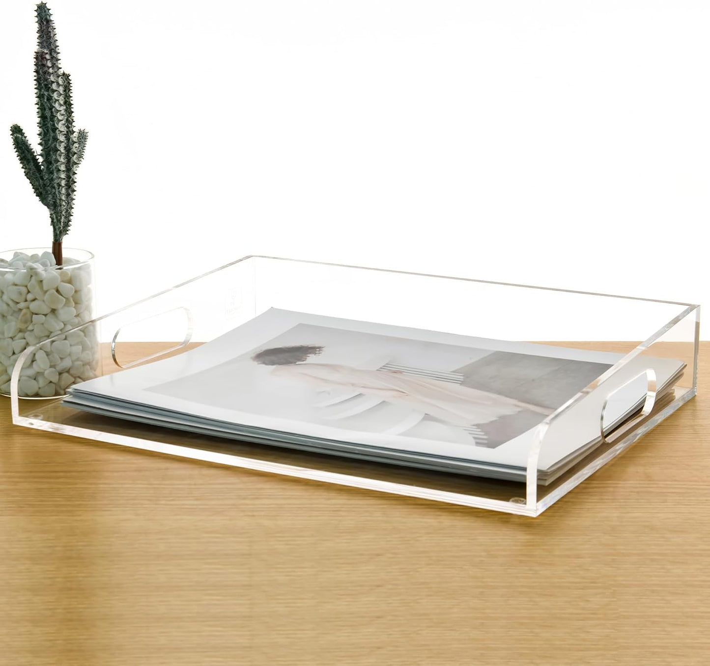 2-Tier Clear Acrylic Paper Trays, Desk File Organizer, A4 Paper Holder, Low-Profile Desk File Sorter for Office/Home, Clear Stackable Letter Tray for Bills, Crafts, Notebooks - Horizontal