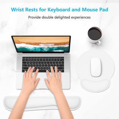 Dapesuom Keyboard Wrist Rest and Mouse Pad with Wrist Support, Cute Memory Foam Cushion for Keyboard and Mouse Set, Ergonomic Desktop Pad Rests with Non Slip Base for Easy Typing & Pain Relief, Pink