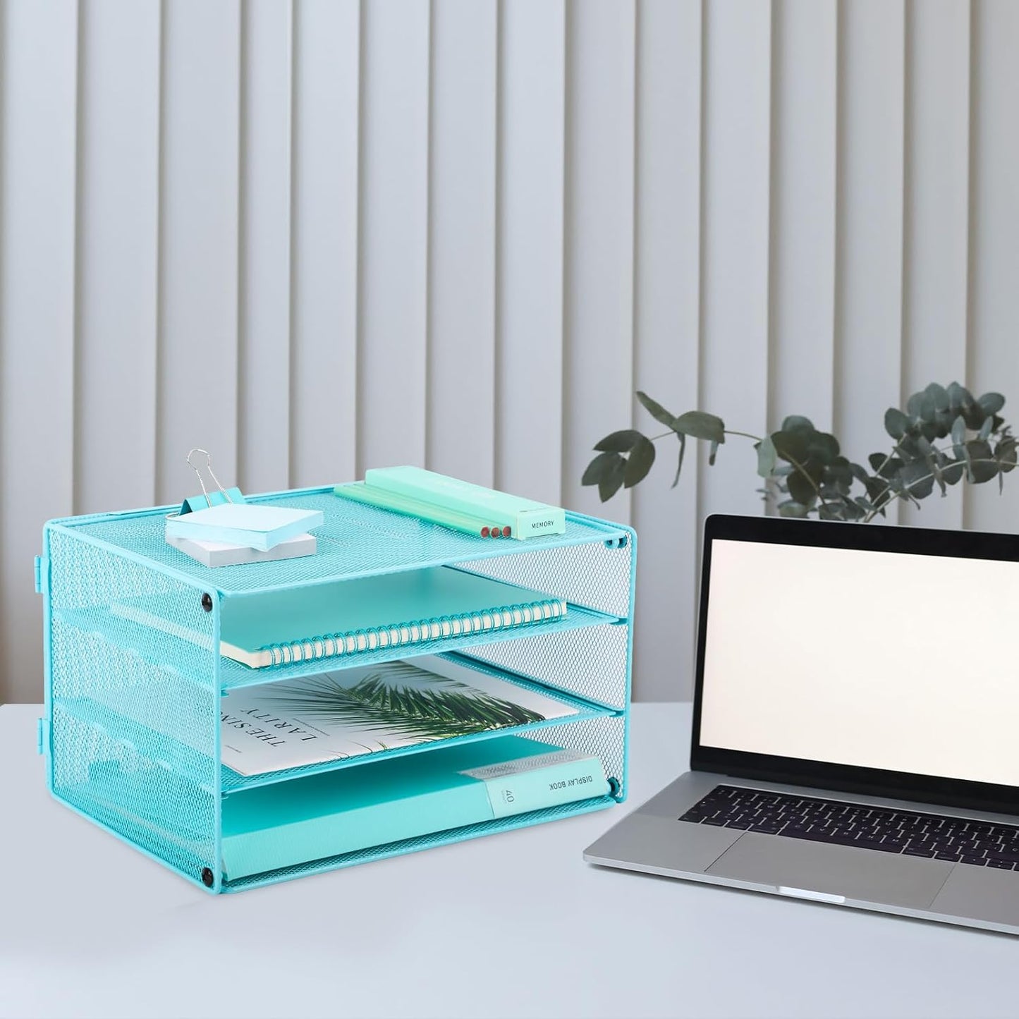 EASEPRES 3 Tier Mesh Desk Organizer Tray, File Paper Letter Folder Holder Desktop Paper Sorter Mail Organization Rack Storage Accessories, for Office Home School Classroom, Black
