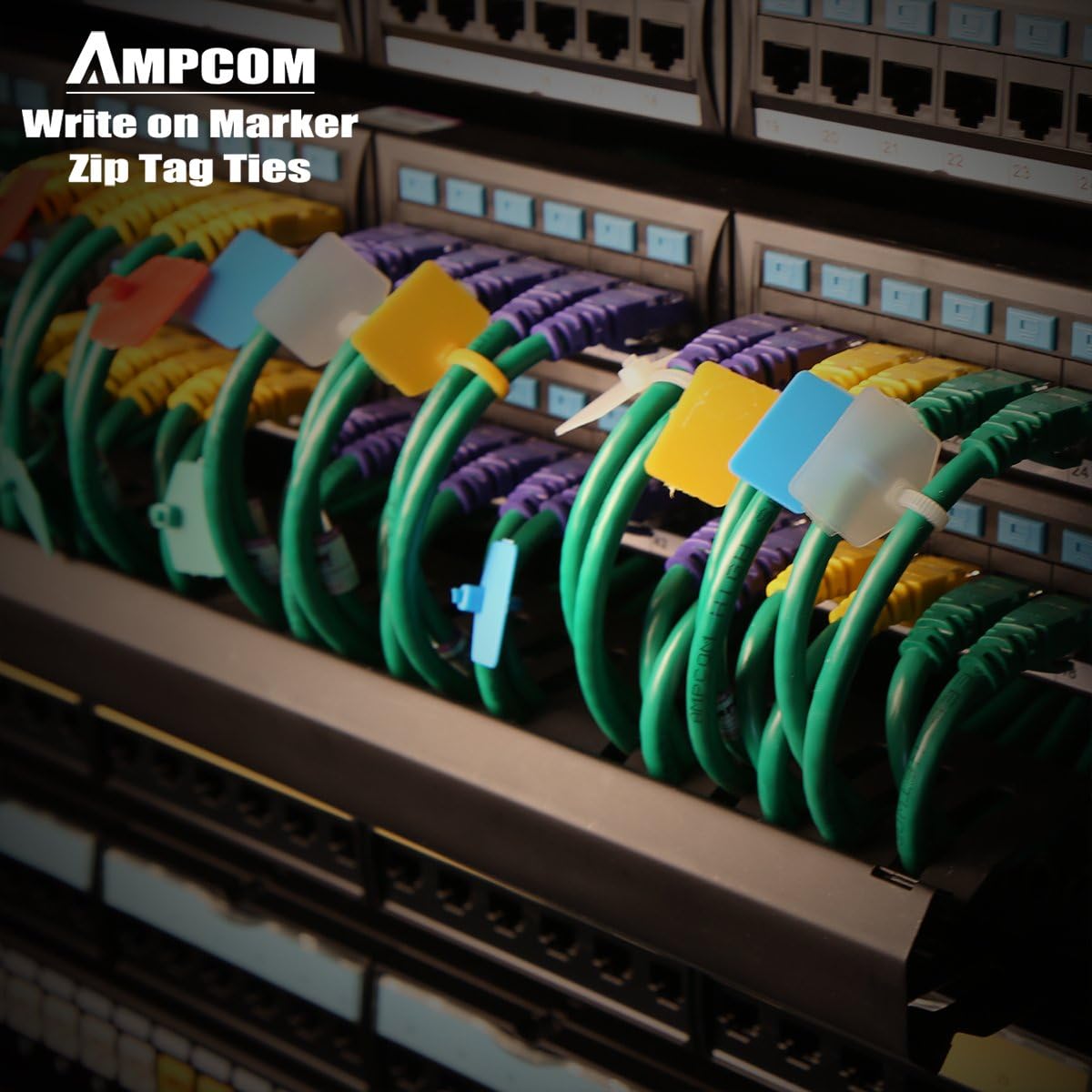 AMPCOM Nylon Cable Zip Ties with Marker, Self-Locking Written-on Cable Mark Ties 4.72 in - 5 Colors/ 100PCS