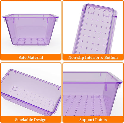 StorMiracle 32 PCS Clear Plastic Drawer Organizer Set, 4-Size vanity organizer Trays and Storage Bins for Makeup, Jewelry and Gadgets in Bedroom, Bathroom and Office, Clear