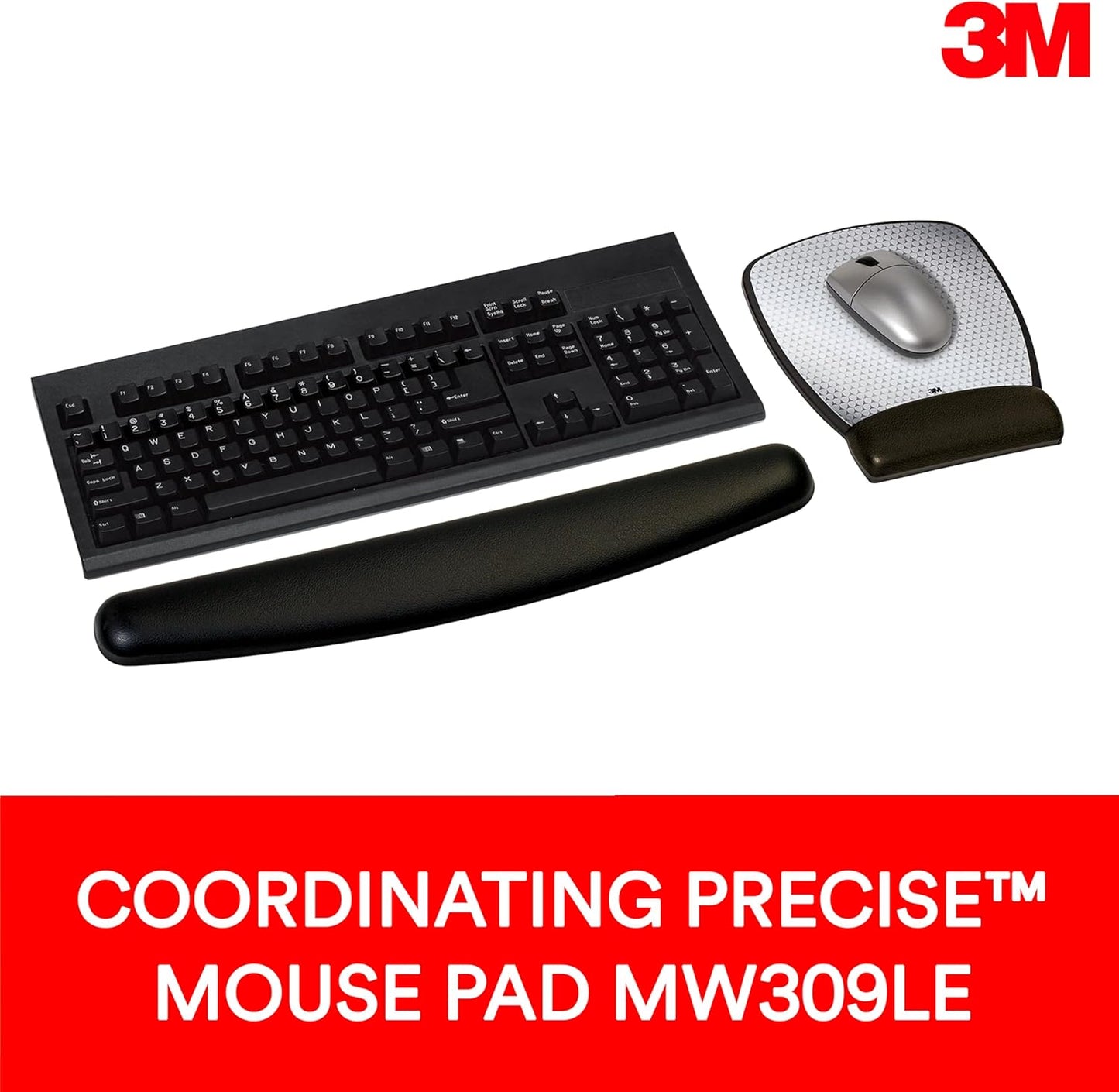 3M™ Compact Gel Wrist Rest for Keyboards, Soothing Gel Comfort, Product Protection, 18" Wide, Black