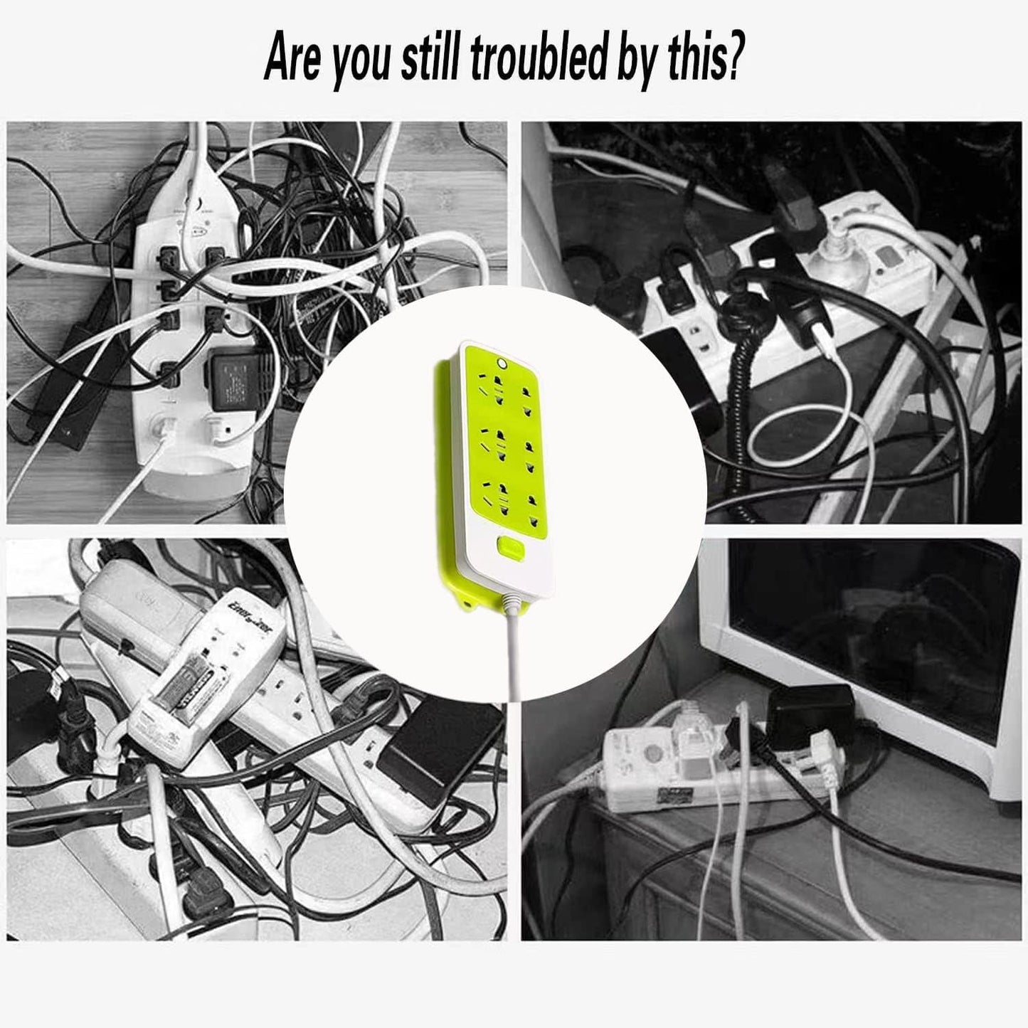 12PCS Power Strip Holder, Adhesive Punch-Free Socket Holder, Self Adhesive Socket Desktop Fixer, Cable Management Punch Free Surge Protector, Desktop Mobile Socket Holder Wall Mount and 8 Cable Clips