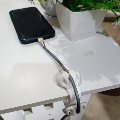 Coralpearl Desk Cable Drop Clips Non-Adhesive, Table Cord Stay Holder Weighted, Small Wire Management Clamp Removable, Silicone Tidy Organizer Keeper for Phone Computer Chargers (1 Black + 1 White)